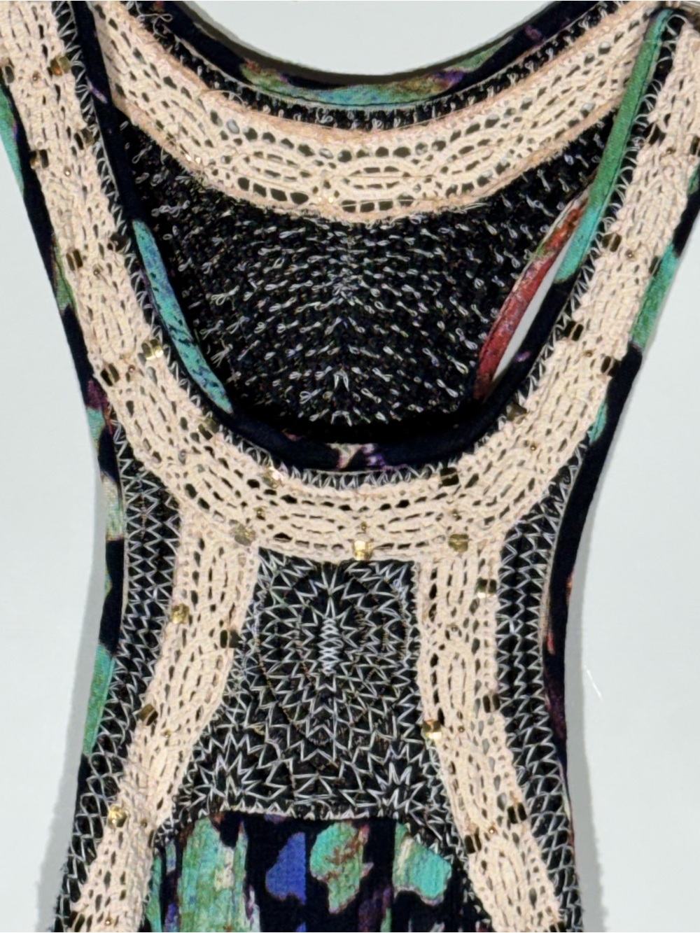 Free People Monarch Crochet Sequins Maxi Dress Medium Boho Glam Artsy - Picture 3 of 8